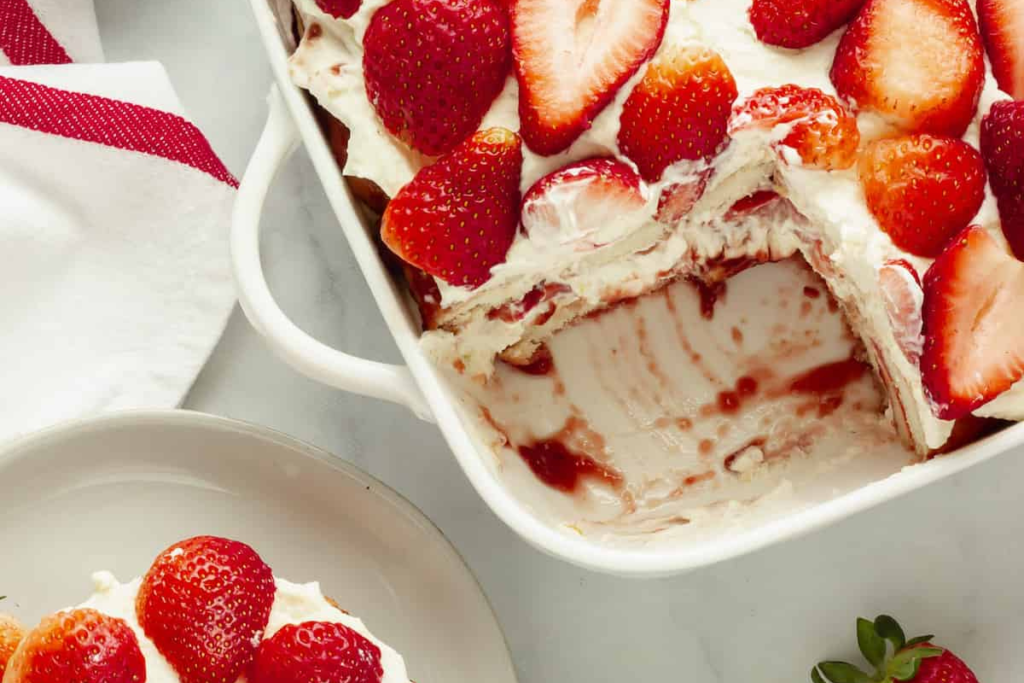 a summer bbq dessert made with strawberry tiramisu